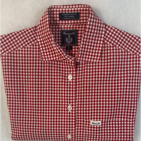 Facconable Mens Red Gingham Button Down Shirt Classic Quality Cotton Made in USA - Picture 11 of 11